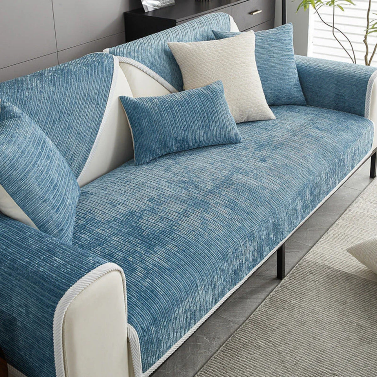 FunnyFuzzy Antimicrobial Striped Chenille Couch Cover